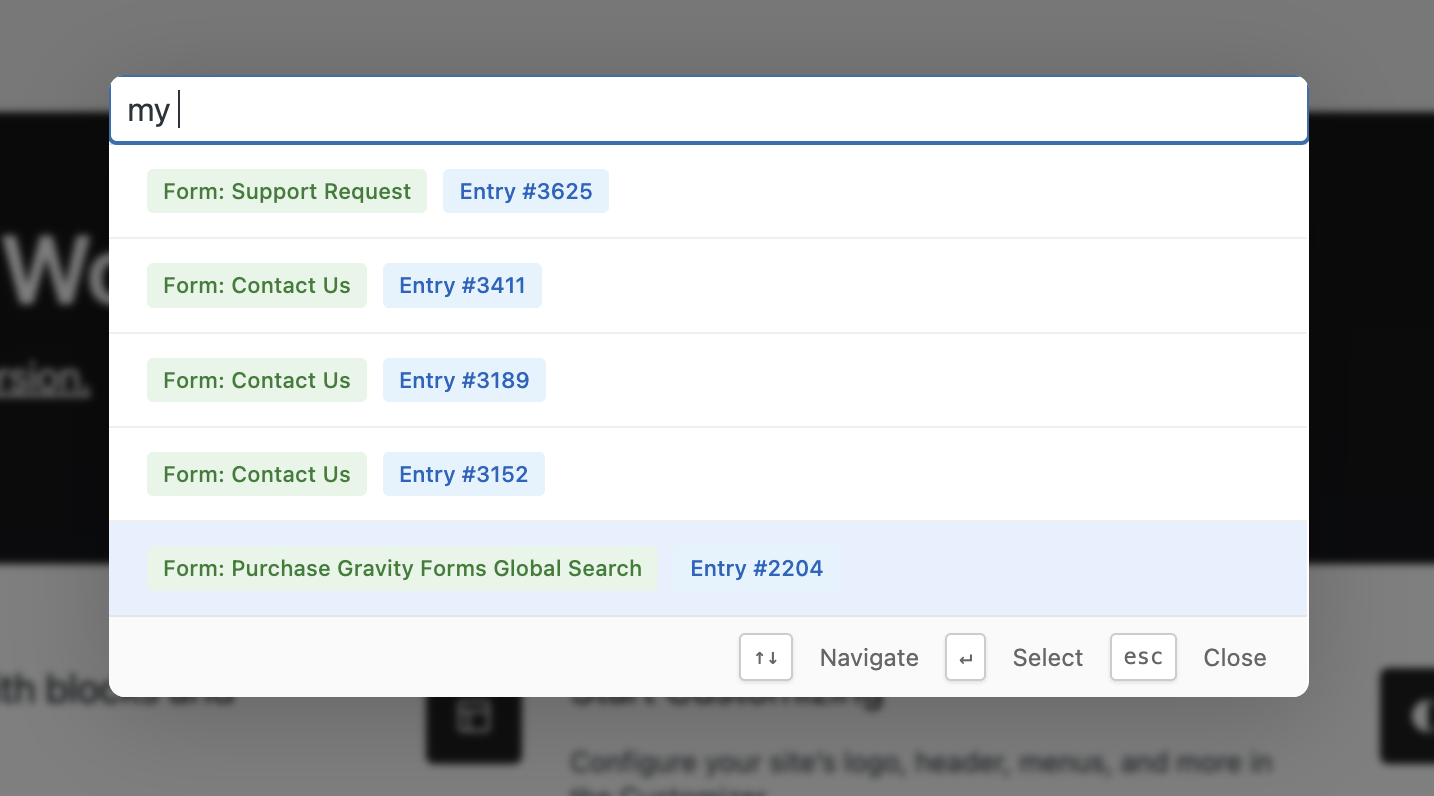 Command bar search 