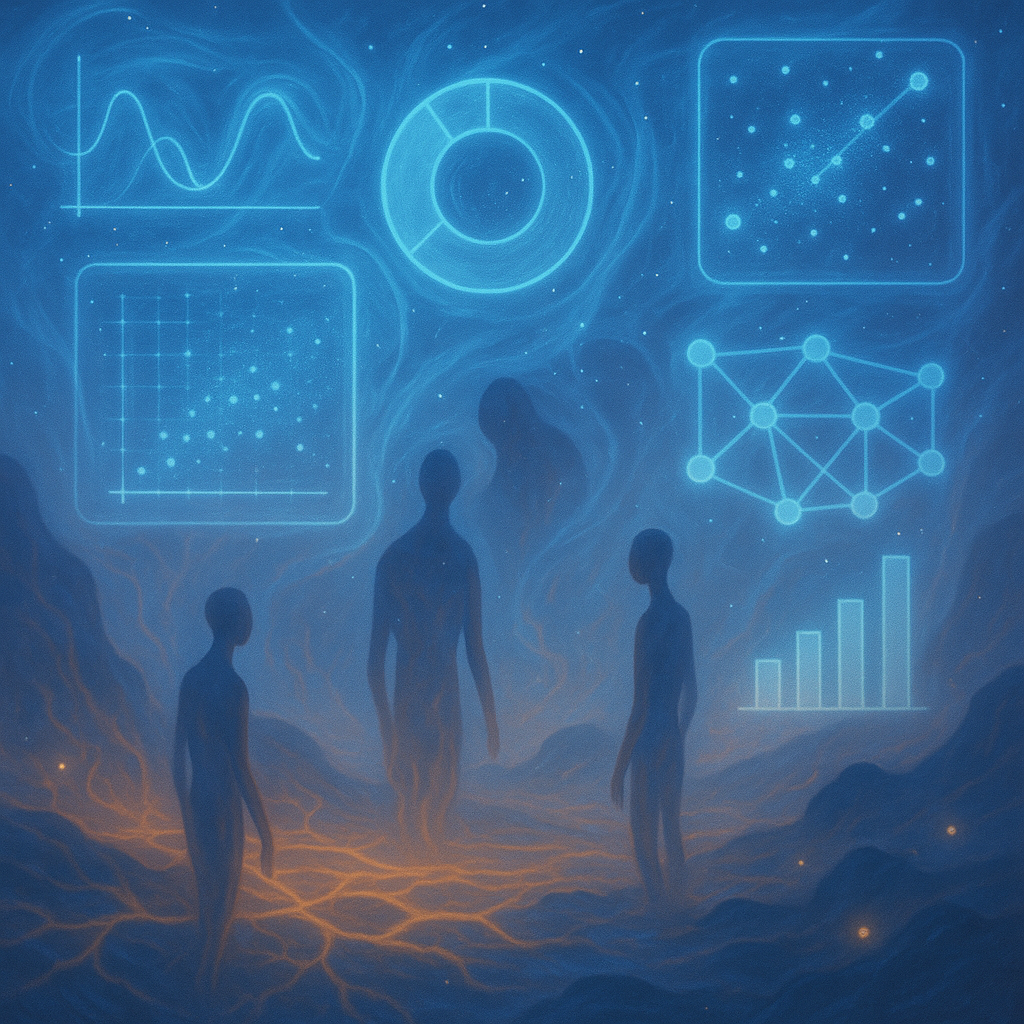 Ethereal heat map visualization showing user interaction patterns as flowing energy streams across form fields in abstract blue and orange gradients