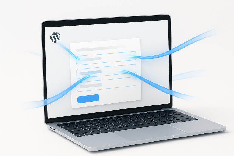 Gravity Forms dynamic population concept showing data flowing into form fields automatically