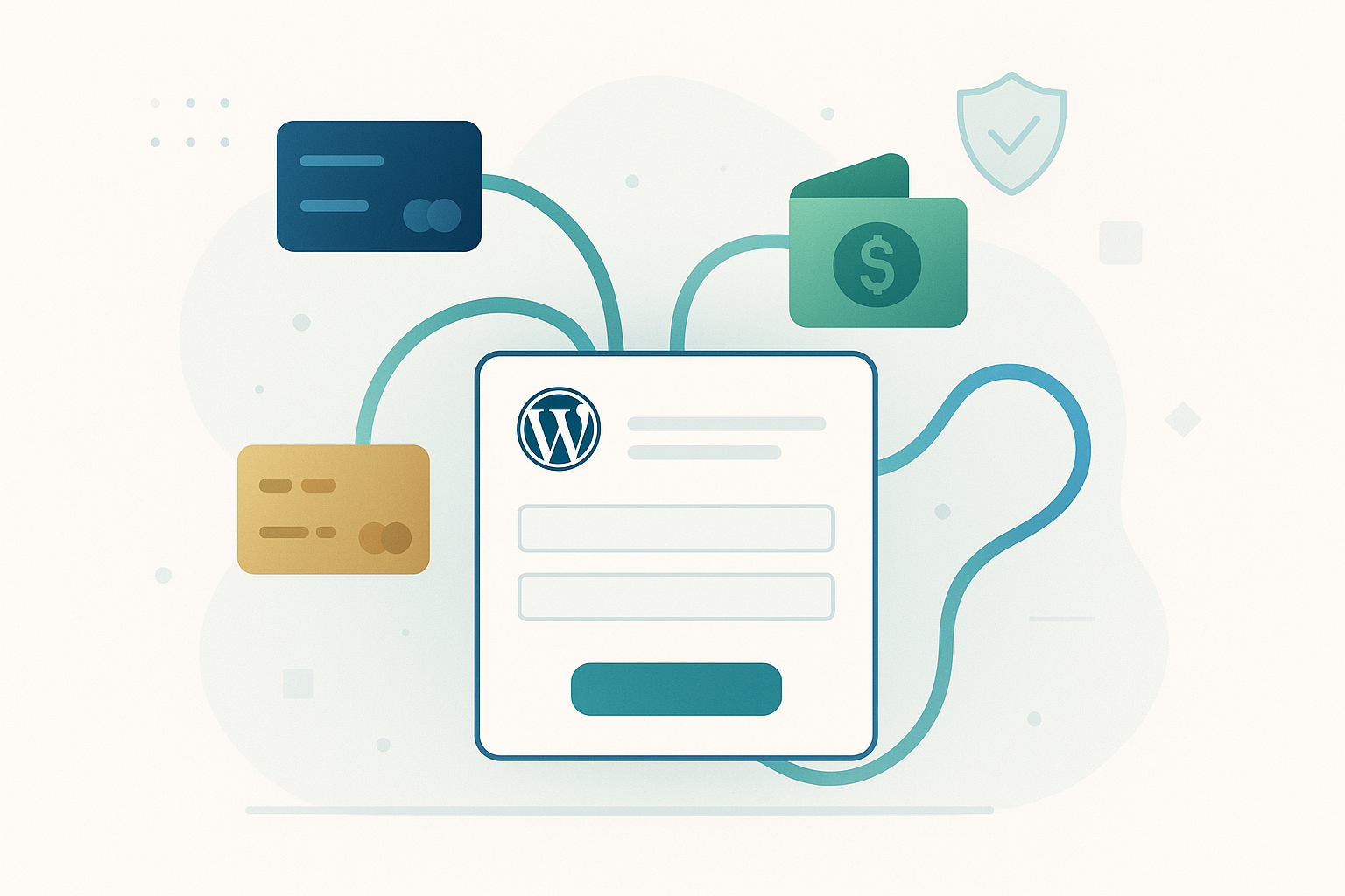 Illustration of Gravity Forms payment integration with Stripe, PayPal, and Square showing secure payment flow connections