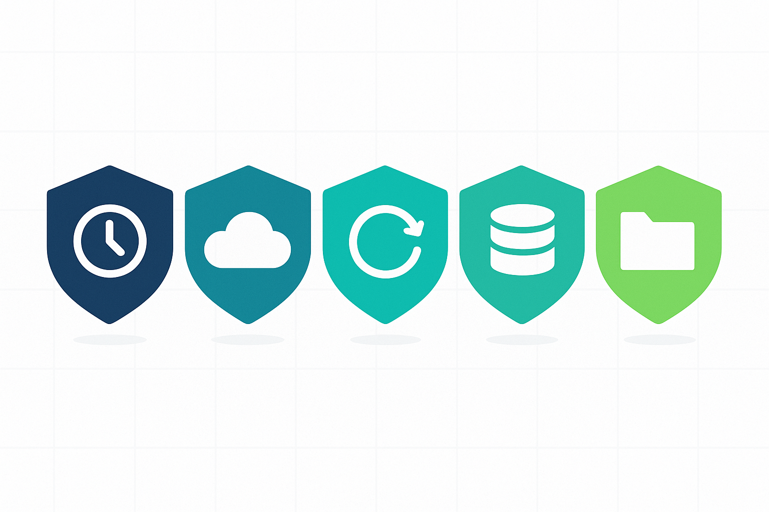 Comparison of five WordPress backup plugin icons arranged side by side, representing UpdraftPlus, BlogVault, Jetpack VaultPress, BackWPup, and WPvivid